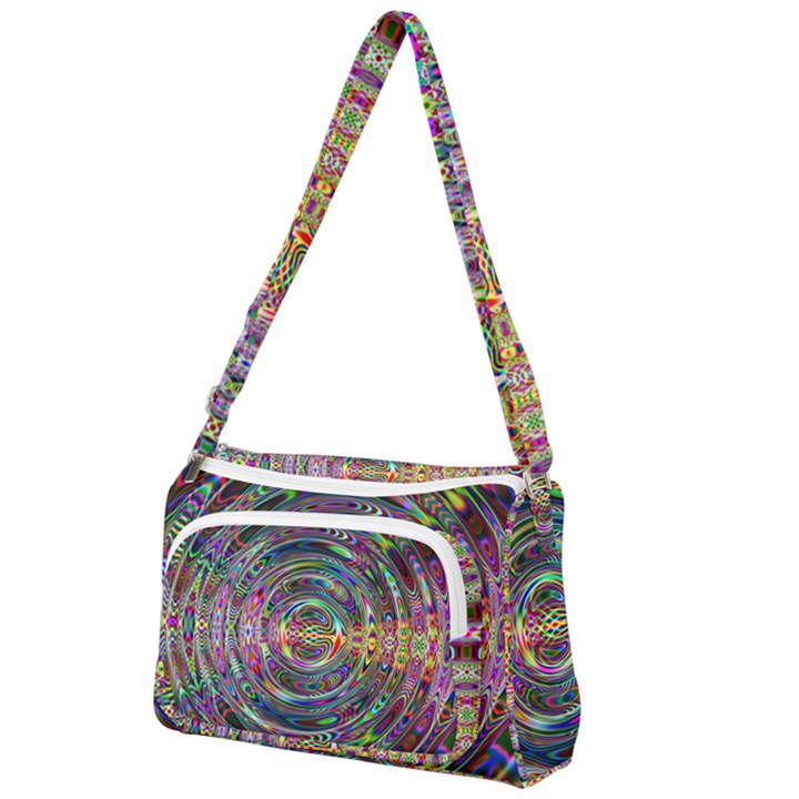 Wave Line Colorful Brush Particles Front Pocket Crossbody Bag