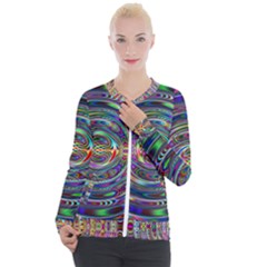 Wave Line Colorful Brush Particles Casual Zip Up Jacket