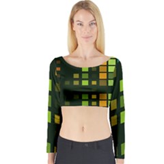 Abstract Plaid Long Sleeve Crop Top