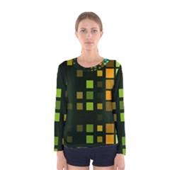 Abstract Plaid Women s Long Sleeve Tee