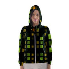 Abstract Plaid Women s Hooded Windbreaker