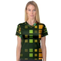 Abstract Plaid V-neck Sport Mesh Tee