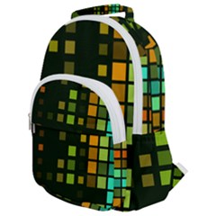 Abstract Plaid Rounded Multi Pocket Backpack