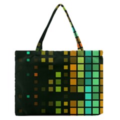 Abstract Plaid Zipper Medium Tote Bag