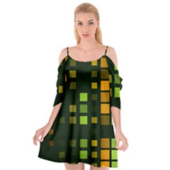 Abstract Plaid Cutout Spaghetti Strap Chiffon Dress