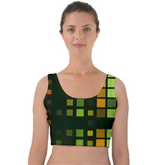 Abstract Plaid Velvet Crop Top