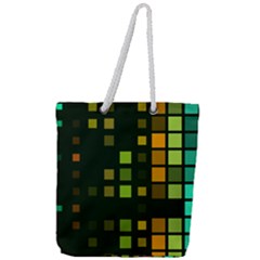 Abstract Plaid Full Print Rope Handle Tote (large)