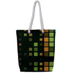 Abstract Plaid Full Print Rope Handle Tote (small)