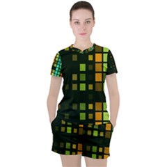 Abstract Plaid Women s Tee And Shorts Set