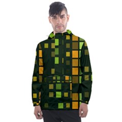 Abstract Plaid Men s Front Pocket Pullover Windbreaker