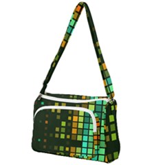 Abstract Plaid Front Pocket Crossbody Bag