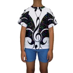 Butterfly Music Animal Audio Bass Kids  Short Sleeve Swimwear