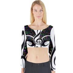 Butterfly Music Animal Audio Bass Long Sleeve Crop Top by HermanTelo