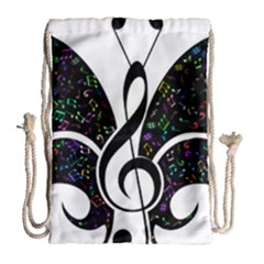 Butterfly Music Animal Audio Bass Drawstring Bag (large) by HermanTelo