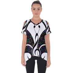 Butterfly Music Animal Audio Bass Cut Out Side Drop Tee