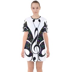 Butterfly Music Animal Audio Bass Sixties Short Sleeve Mini Dress