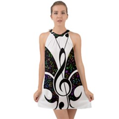 Butterfly Music Animal Audio Bass Halter Tie Back Chiffon Dress