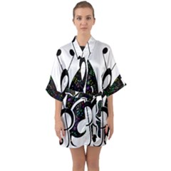 Butterfly Music Animal Audio Bass Quarter Sleeve Kimono Robe