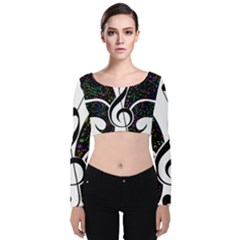 Butterfly Music Animal Audio Bass Velvet Long Sleeve Crop Top by HermanTelo