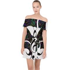 Butterfly Music Animal Audio Bass Off Shoulder Chiffon Dress