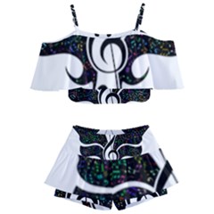 Butterfly Music Animal Audio Bass Kids  Off Shoulder Skirt Bikini