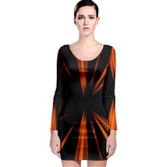 Abstract Light Long Sleeve Bodycon Dress