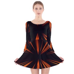 Abstract Light Long Sleeve Velvet Skater Dress