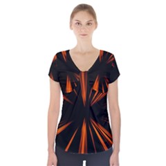 Abstract Light Short Sleeve Front Detail Top by HermanTelo