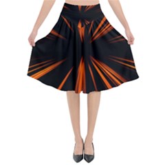 Abstract Light Flared Midi Skirt