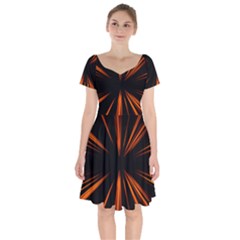 Abstract Light Short Sleeve Bardot Dress