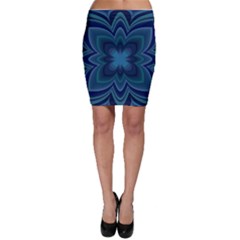 Blue Geometric Flower Dark Mirror Bodycon Skirt