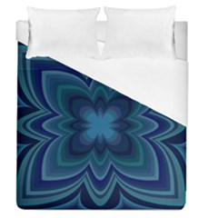 Blue Geometric Flower Dark Mirror Duvet Cover (queen Size) by HermanTelo