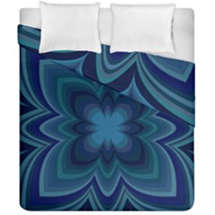 Blue Geometric Flower Dark Mirror Duvet Cover Double Side (california King Size) by HermanTelo