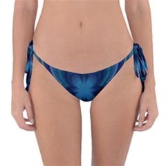 Blue Geometric Flower Dark Mirror Reversible Bikini Bottom