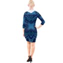 Blue Geometric Flower Dark Mirror Quarter Sleeve Hood Bodycon Dress View2