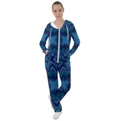 Blue Geometric Flower Dark Mirror Women s Tracksuit