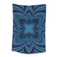 Blue Geometric Flower Dark Mirror Small Tapestry