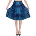 Blue Geometric Flower Dark Mirror Flared Midi Skirt View1