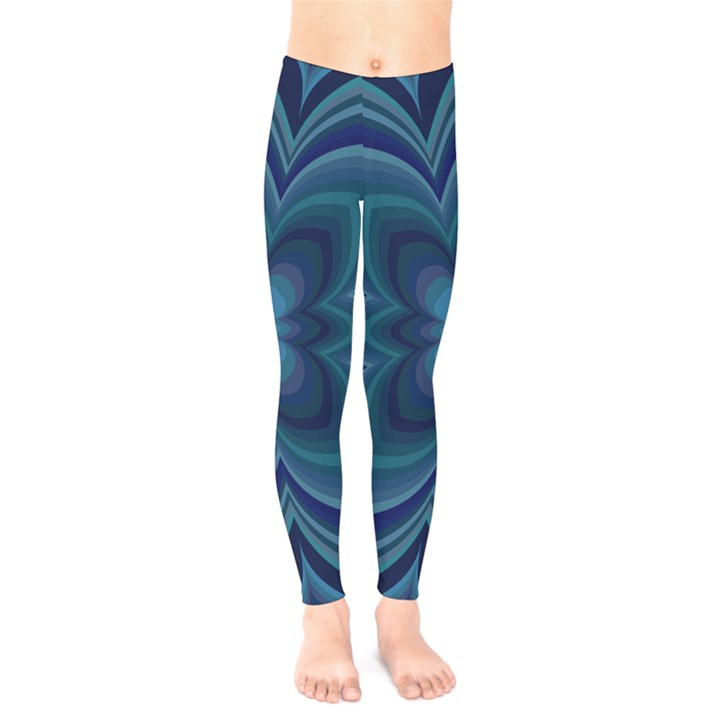 Blue Geometric Flower Dark Mirror Kids  Legging