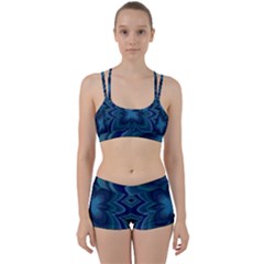 Blue Geometric Flower Dark Mirror Perfect Fit Gym Set