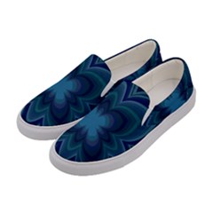 Blue Geometric Flower Dark Mirror Women s Canvas Slip Ons