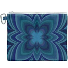 Blue Geometric Flower Dark Mirror Canvas Cosmetic Bag (xxxl) by HermanTelo