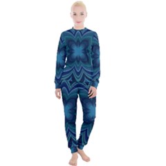 Blue Geometric Flower Dark Mirror Women s Lounge Set by HermanTelo