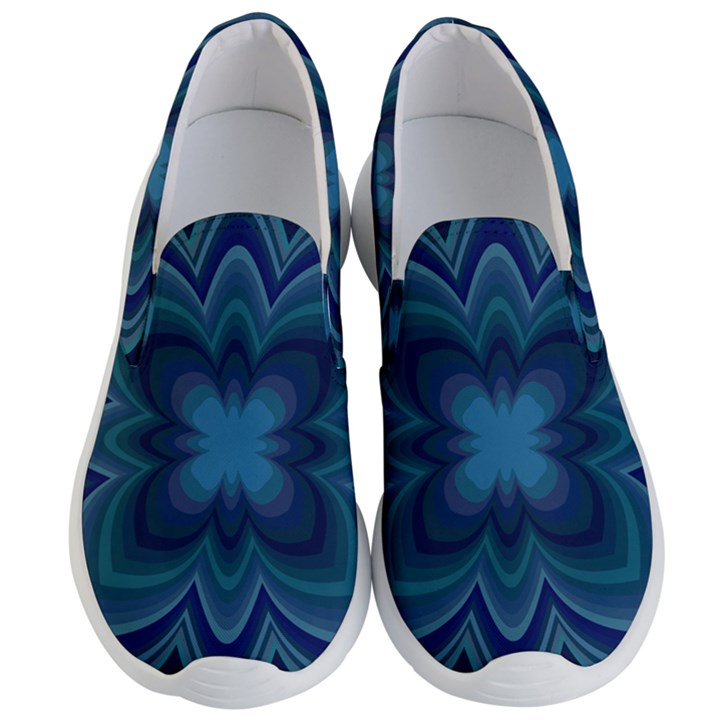 Blue Geometric Flower Dark Mirror Men s Lightweight Slip Ons