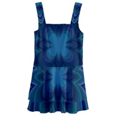 Blue Geometric Flower Dark Mirror Kids  Layered Skirt Swimsuit by HermanTelo