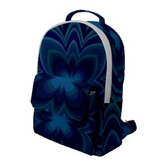 Blue Geometric Flower Dark Mirror Flap Pocket Backpack (large)