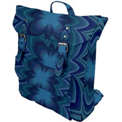 Blue Geometric Flower Dark Mirror Buckle Up Backpack