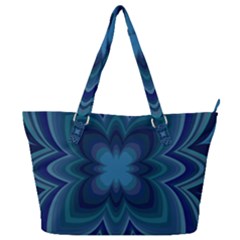 Blue Geometric Flower Dark Mirror Full Print Shoulder Bag