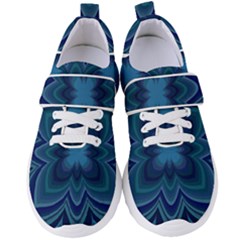 Blue Geometric Flower Dark Mirror Women s Velcro Strap Shoes