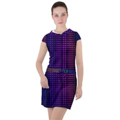 Abstract Background Plaid Drawstring Hooded Dress